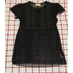 Free People Sz M Black Sheer Mini Dress Top.